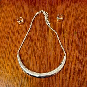 Chloe and Isabel La Lune Sculpted Collar Necklace and Hoop Earrings Set